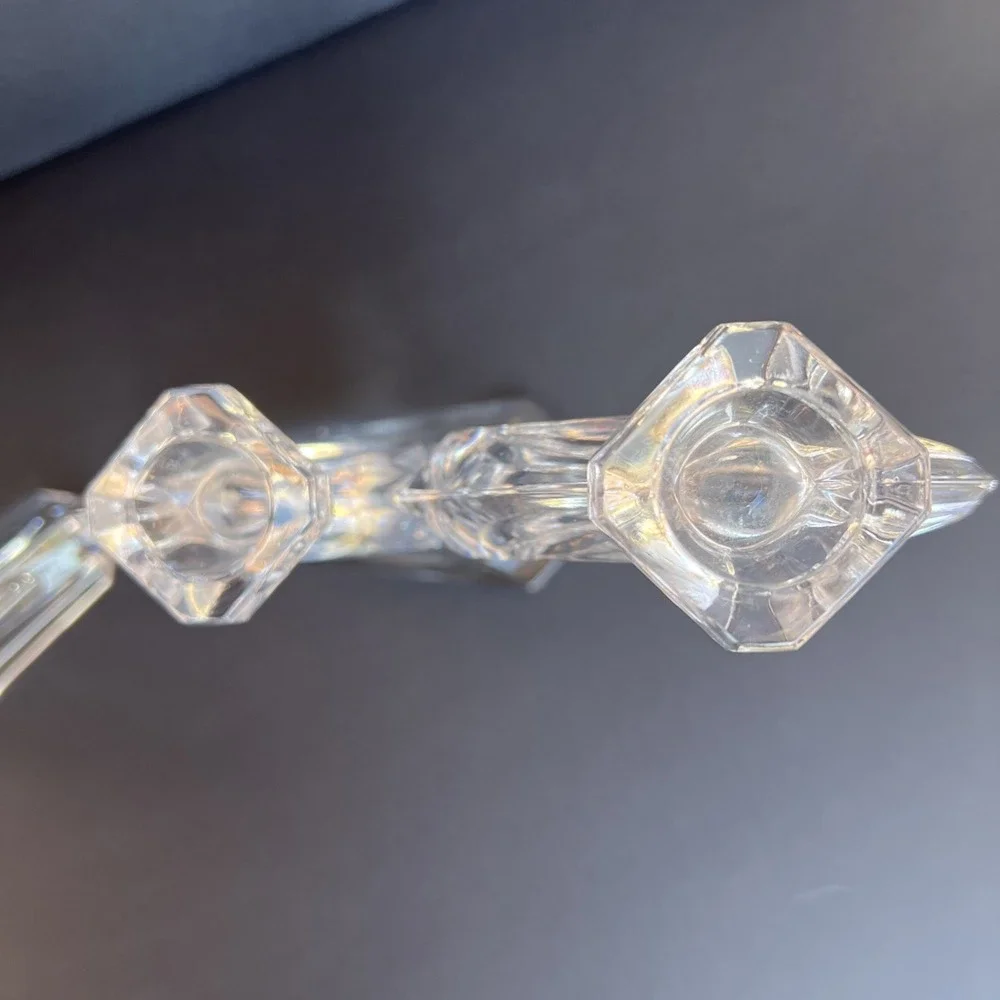 Rattenberg Bleikristall German VTG Lead Crystal Double Wave Candle Stick Holders